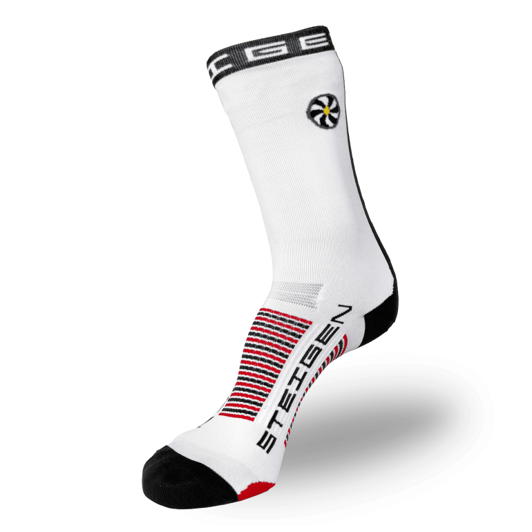 Race Stripe White  Running Socks ¾ Length